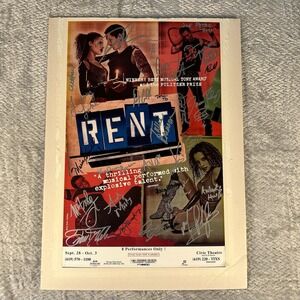 RENT Broadway Musical Cast Signed Window Card Poster 2004 San Diego Tour Civic